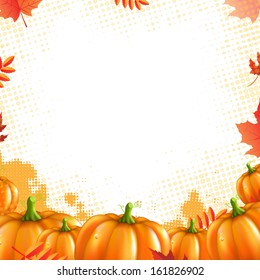 Orange Pumpkins Frame, With Gradient Mesh, Vector Illustration