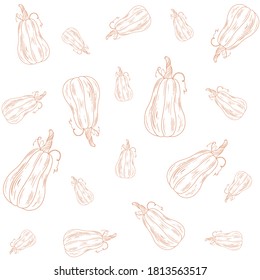 Orange pumpkins seamless pattern lineart