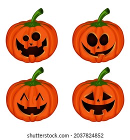 Orange pumpkins with smile expression to make your design even better for Halloween holidays. Colorful illustration.