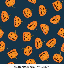Orange pumpkins vector pattern for Halloween