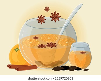 Orange punch with black tea and cinnamon