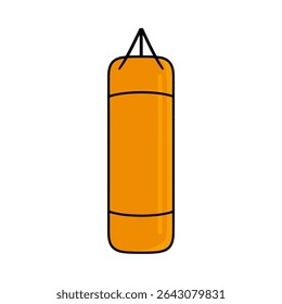 Orange punching bag hangs training area indoor exercise equipment cartoon