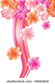 orange punk flowers frame vector illustration