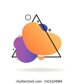 Orange and purple abstract graphic elements in triangle. Vector illustration. Can be used for advertising, marketing, presentation