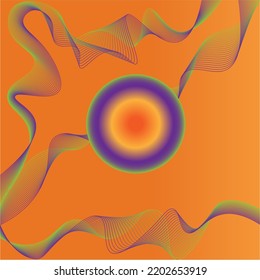 Orange and purple abstract vector illustration. Circle and waves creative abstraction art