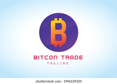 orange purple bitcoin trade gradient logo