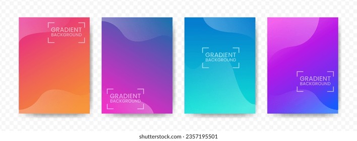 orange, purple, blue gradient background on transparent background(PNG). A4 size template. Vector illustration of abstract 4 shapes. 