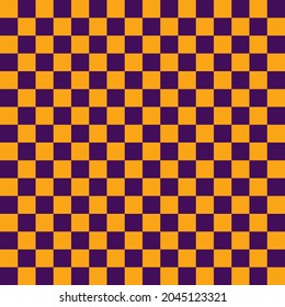 Orange and purple checkerboard pattern background. Check the design pattern wallpaper. Vector background. Halloween pattern.