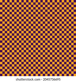 Orange and purple checkerboard pattern background. Check pattern designs for wallpaper. Vector background. Halloween pattern.