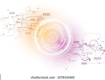 Orange Purple Circle Technology Circuit Background