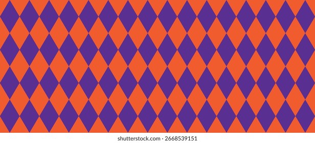 Laranja e roxo diamante sem costura padrão quadriculado fundo representando tecido têxtil, design geométrico abstrato, papel de parede retro, decoração de carnaval, e conceito de arte moderna