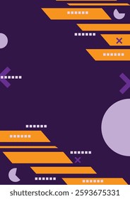 Orange and purple geometric abstract on a purple background. For cover, book, web, presentation, and card. 