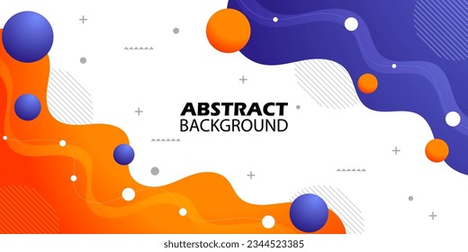 Orange and purple geometric business banner design. Colorful creative banner design with wave shapes and lines on white background. Simple horizontal banner. Eps10 vector