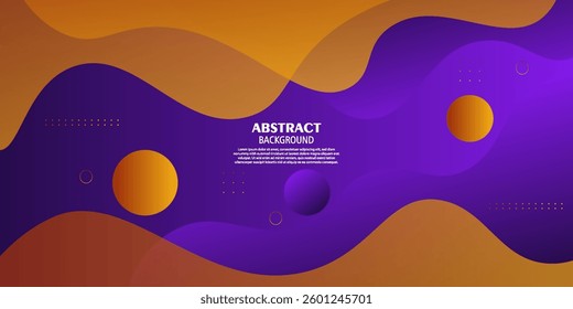 Orange and purple geometric business banner design. Creative banner design with wave shape and circle background for template. Simple horizontal banner. Vector Eps10