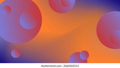 Orange violetter Farbverlauf Abstrakter Hintergrund mit rosafarbenen Farbverlauf-Blasen und Kopienraum