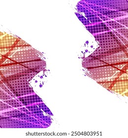 Orange and Purple Gradient Brush Background with Halftone Effect. Sports Background with Grunge Concept