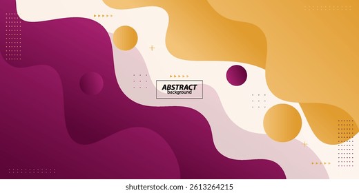 Orange and purple gradient geometric business banner design. Creative banner design with wave and line shape as template. Simple design on white horizontal banner. Vector Eps10