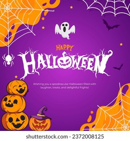 Orange And Purple Illustrative Happy Halloween Social Media Post