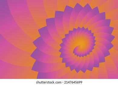 orangefarbene violette Blätter Blütenmuster Spirale Fibonacci Spiralgolden Verhältnis Vektorgrafik 