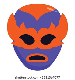 Laranja e roxo luchador máscara representando a cultura vibrante da luta mexicana