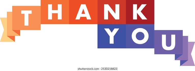 orange and purple monochrome color ribbon with words thank you white color, thank you words vector illustration, isolated on white background.