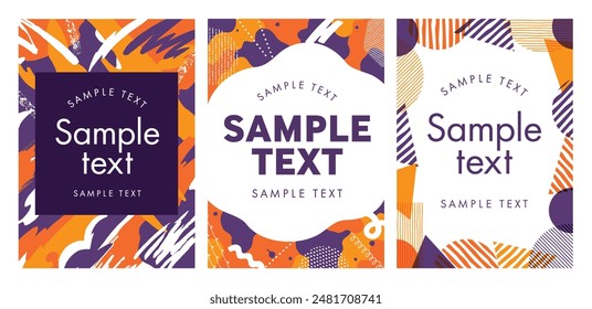 Orange and purple paint brush pattern card design templates for Halloween