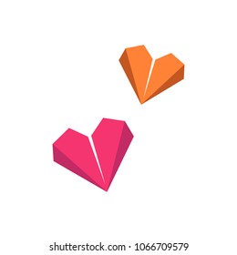 Orange and purple paper heart vector illustrations