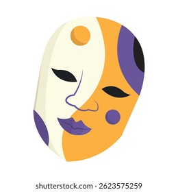 Orange purple party mask. Vector illustration