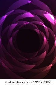 orange purple petal layer dark background, floral collage backdrop, simple curve template, vector illustration