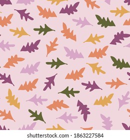 Orange, Purple, Pink, and Yellow Ditsy Leaves