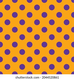 Orange and purple Polka Dot seamless pattern. Halloween pattern.