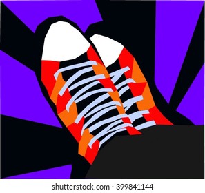  orange and purple sneakers mosaic vector