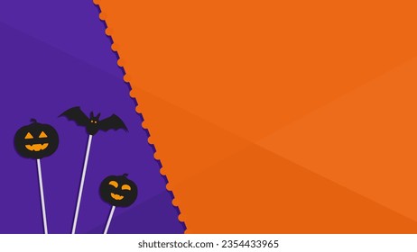 orange and purple template background with pumpkin and copy space suitable for celebrating halloween on october 1st