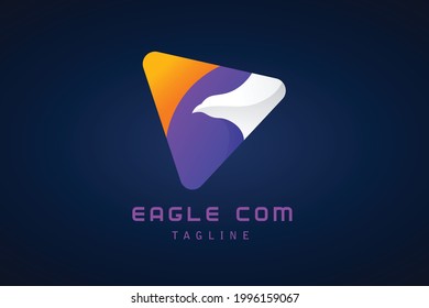 orange purple triangle with white bird gradient logo company