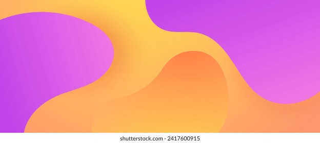 Banner abstracto de color naranja y violeta con forma de onda y líquido