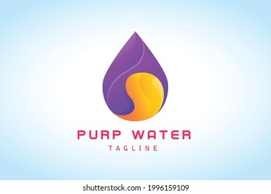 vector de degradado de gradiente de caída de agua morada naranja