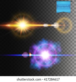 Orange, purple and white science fiction explosion and burst effects over dark background