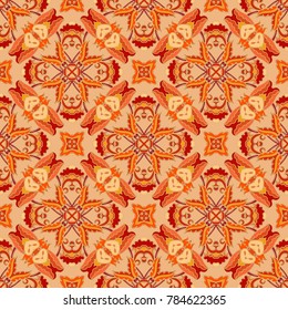 Orange - purple woven seamless vector ornamental pattern