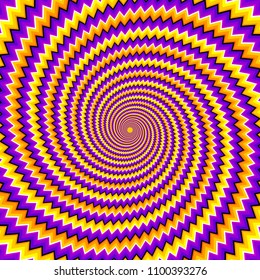 Orange, purple and yellow spirals. Motion illusion.