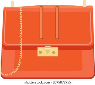 Orange Purse, Illustration, Vector On A White Background.