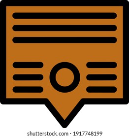 Orangefarbene Push-Benachrichtigung, Illustration, Vektorgrafik auf weißem Hintergrund.