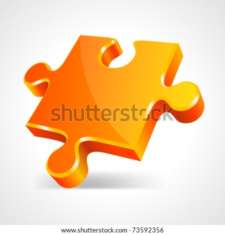 Orange puzzle 3d pie vector icon. Eps 10.