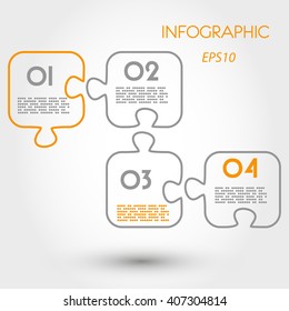 orange puzzle infographic, linear concept