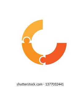 Orange Puzzle Letter C Logo
