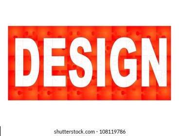 orange puzzle with the text for design isolated on white background