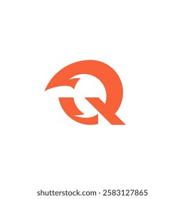 Orange Q Letter with Hero Cape Logo Design Vector for Playful Brand and Identity