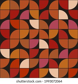 Orange quarters of circle. Vector simple quarters in decorative style. Geometric orange or citrus quarter tile.