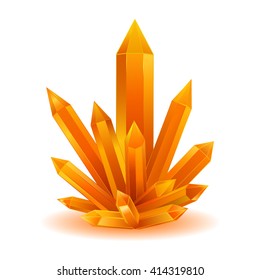 Orange quartz crystal isolated vector illustration. Orange gemstone. Stone healing