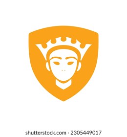 orange queen wearing crown logo vector illustration template design