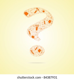 Orange question from gifts, vector illustration